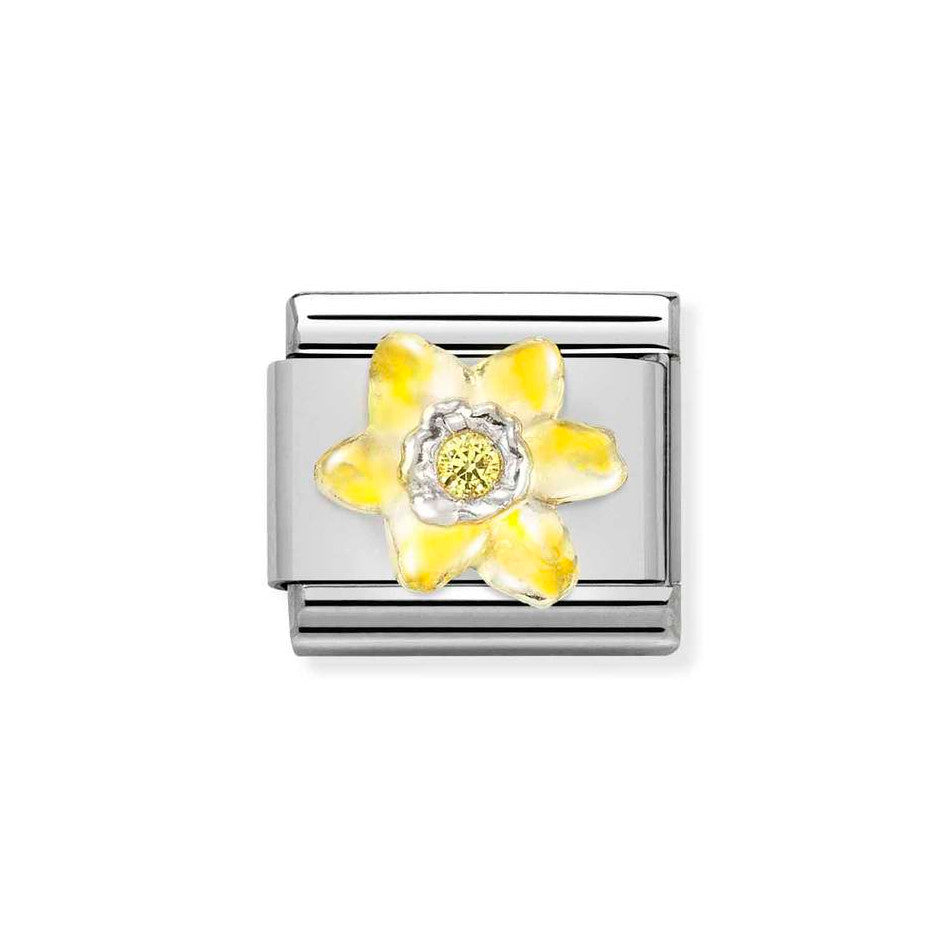 Nomination Classic Link of Daffodil with CZ Charm in Silver