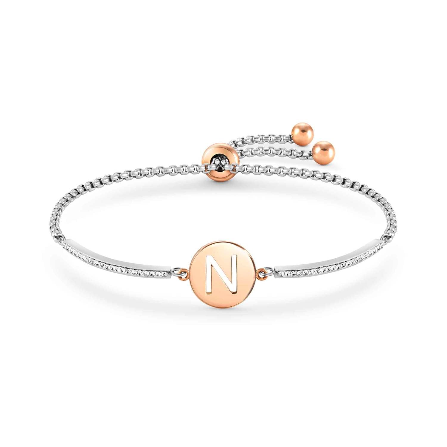Nomination Milleluci Rose Gold & CZ Initial Bracelet Letter N