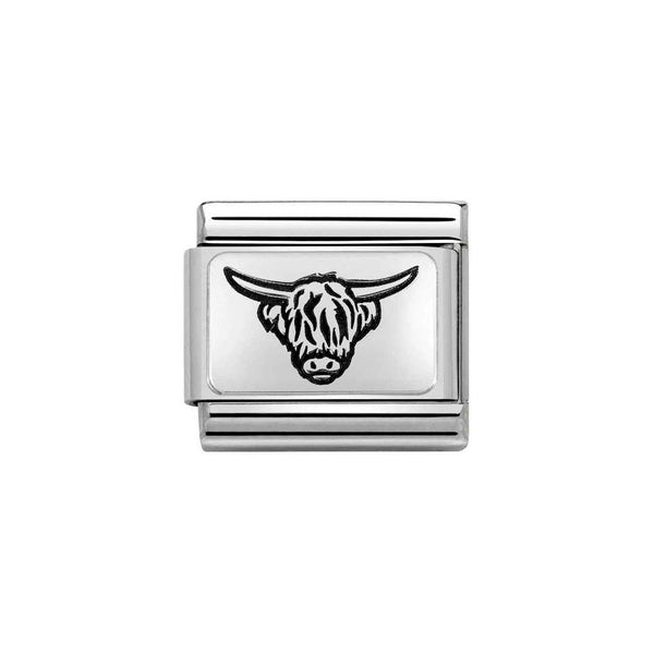 Nomination Classic Link Highland Cow Charm in Silver
