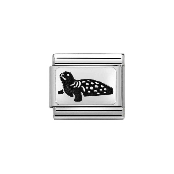 Nomination Classic Link Black Seal Charm in Silver