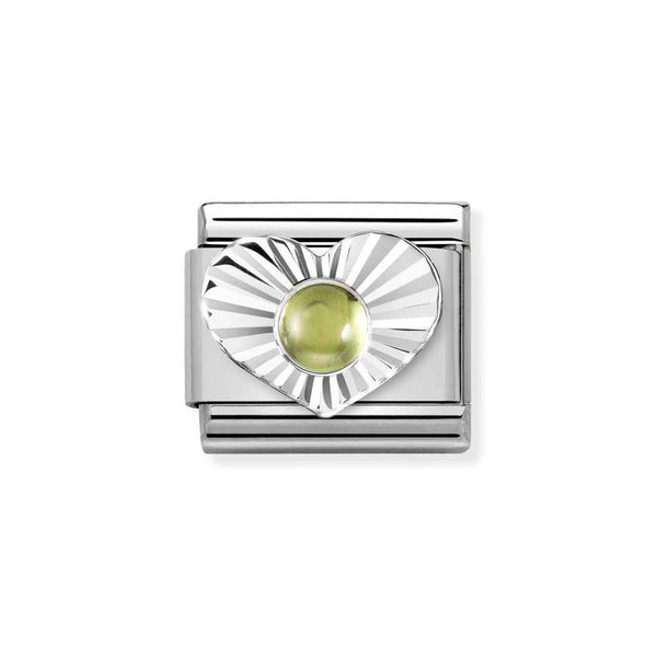 Nomination Classic Link Peridot Faceted Heart Charm in Silver
