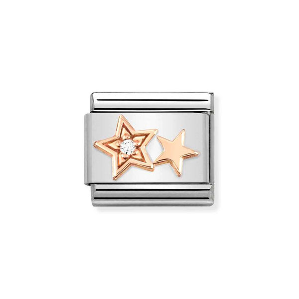 Nomination Classic Link Double Star with CZ Charm in Rose Gold