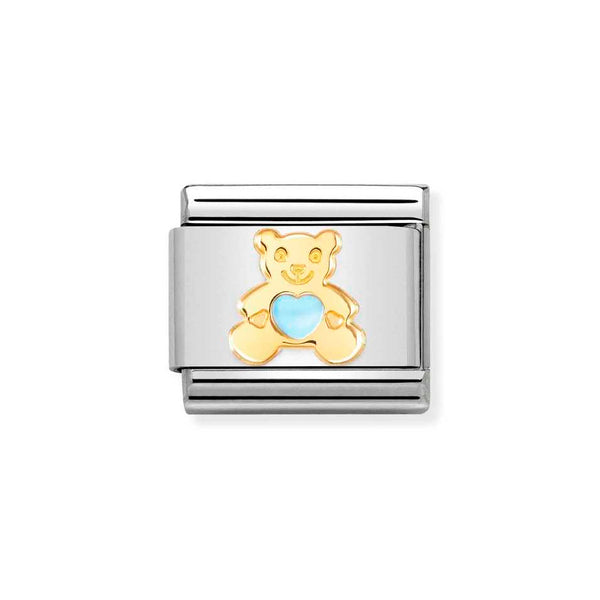Nomination Classic Link Blue Bear Charm in Gold