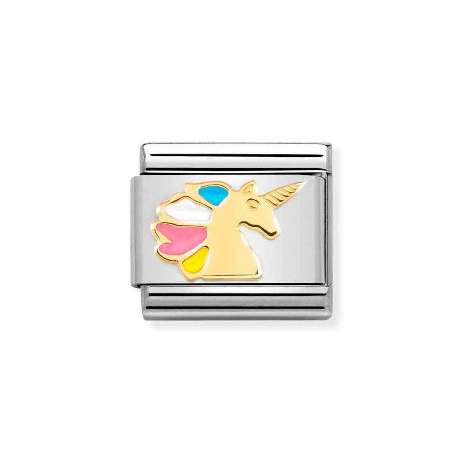 Nomination Classic Link Multi Colour Unicorn Charm in Gold