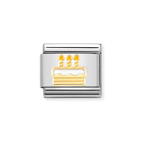 Nomination Classic Link Birthday Cake Charm in Gold