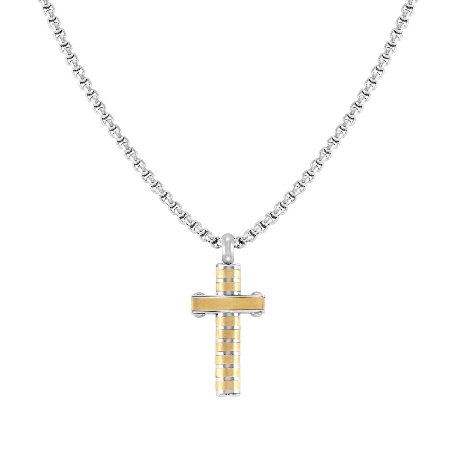 Nomination Strong Diamond Black & Yellow Gold Cross Pendant Necklace