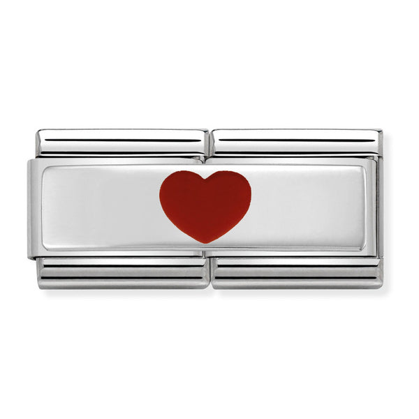Nomination Double Link Red Heart Charm in Silver