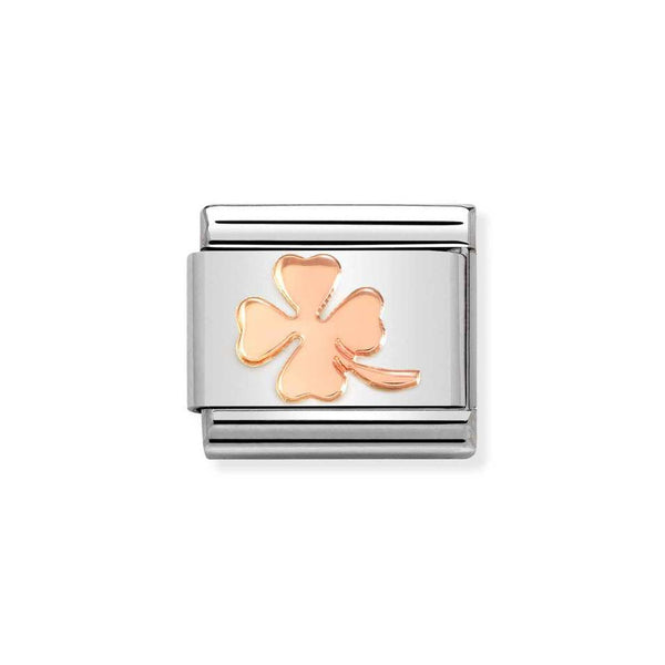 Nomination Classic Link Four Leaf Clover Charm in Rose Gold