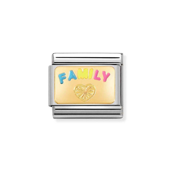 Nomination Classic Link Family with Etched Heart Charm in Gold