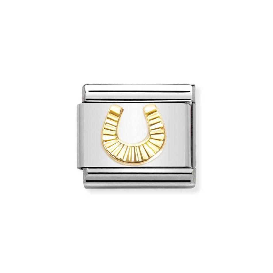 Nomination Classic Link Horseshoe with Etched Detail Charm in Gold