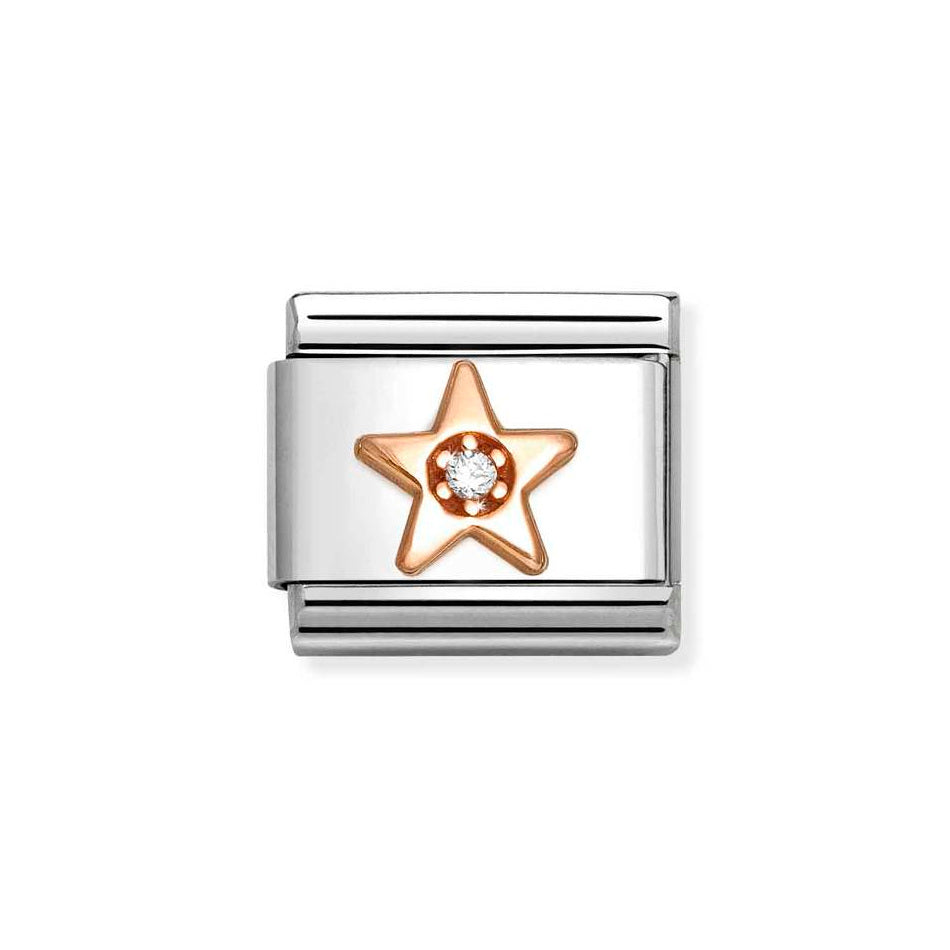 Nomination Classic Link Star with White CZ Charm in Rose Gold