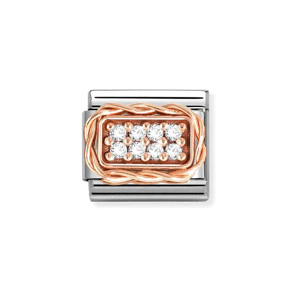 Nomination Classic Link Rich Pave White CZ Charm in Rose Gold