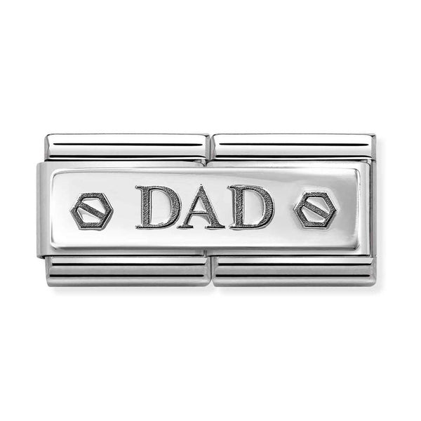 Nomination Double Link Dad Hex Screws Charm in Silver