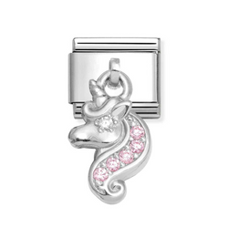Nomination Classic Link Pendant CZ Unicorn Charm in Silver