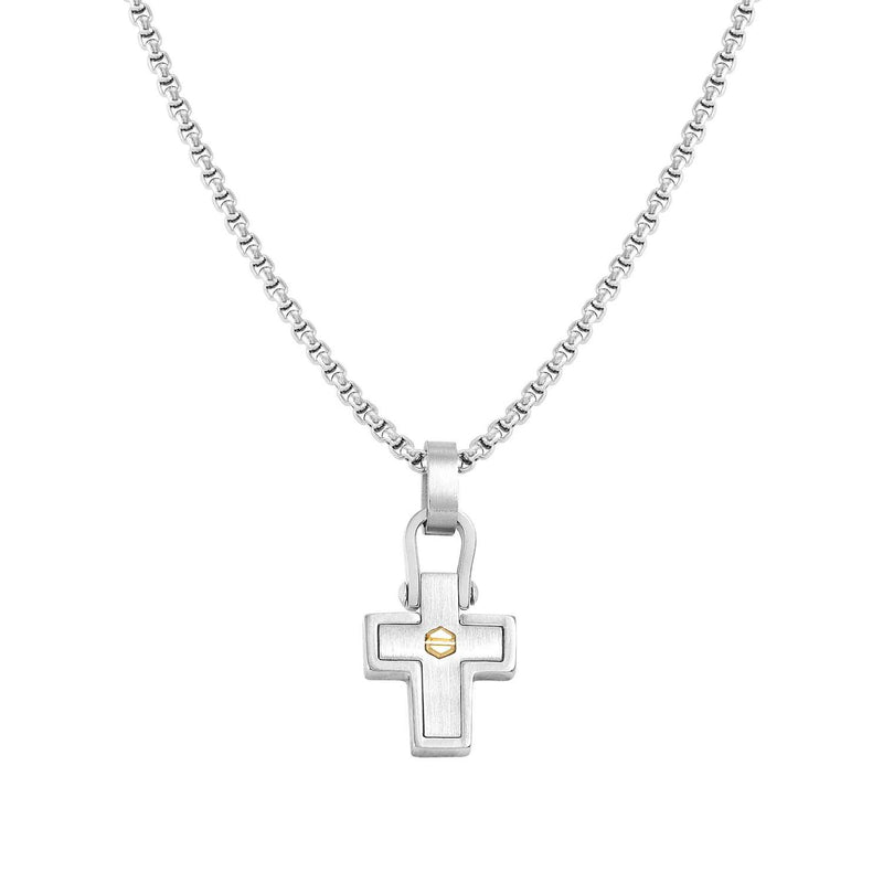 Nomination ManVision Gold PVD Hex Screw Cross Necklace