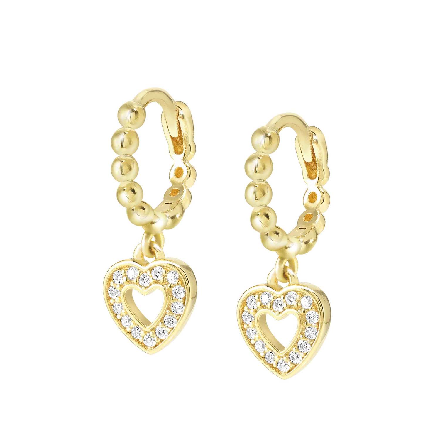 Nomination Lovecloud Gold Heart Drop CZ Earrings