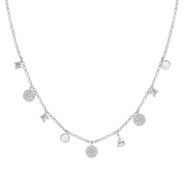 Nomination Lucentissima Round Pendant Necklace in Silver with White CZ