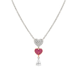 Nomination Lucentissima Rose Heart Necklace in Silver with White CZ