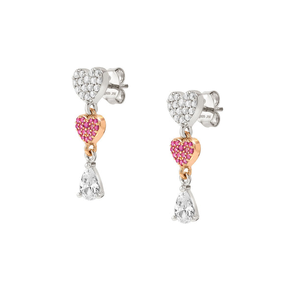 Nomination Lucentissima Rose Heart Earrings in Silver with CZ