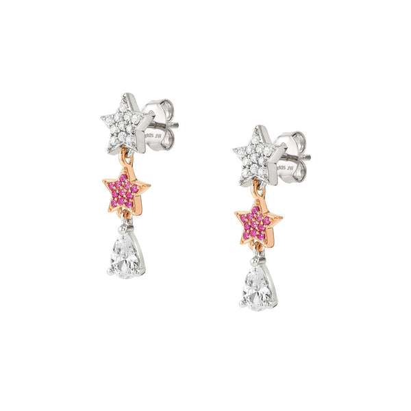 Nomination Lucentissima Rose Star Earrings in Silver with CZ