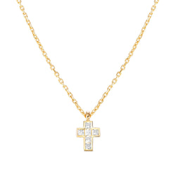 Nomination Carismatica Small Cross Necklace Yellow Gold with White CZ