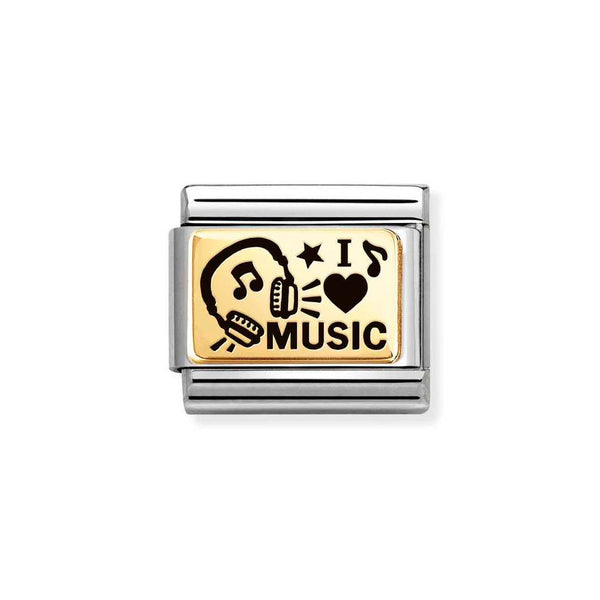 Nomination Classic Link I Heart Music Headphones Charm in Gold