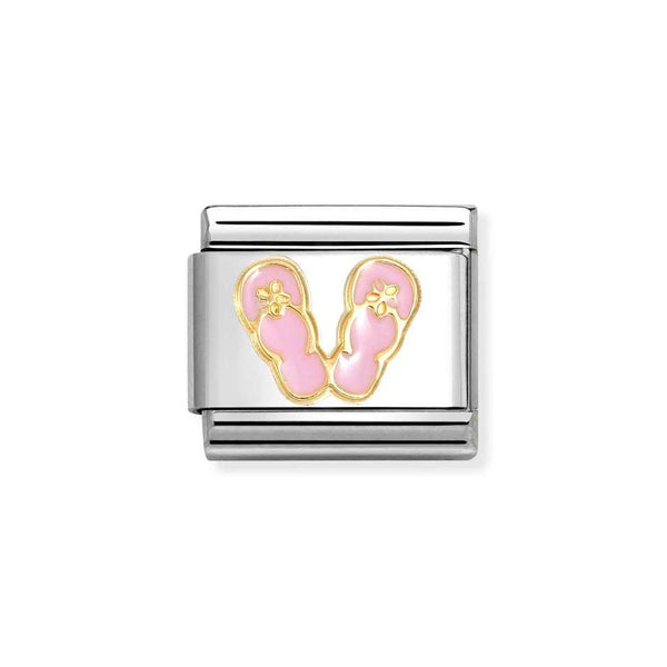 Nomination Classic Link Pink Flip Flops Charm in Gold