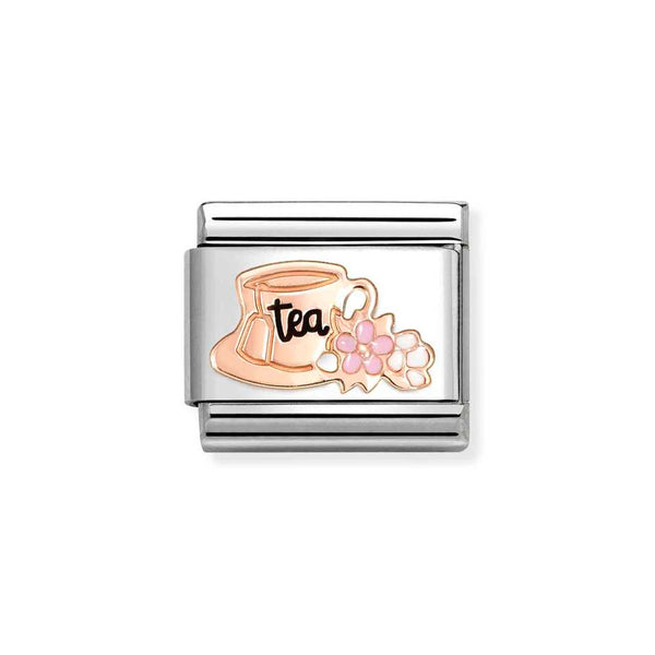 Nomination Classic Link Tea Cup Charm in Rose Gold