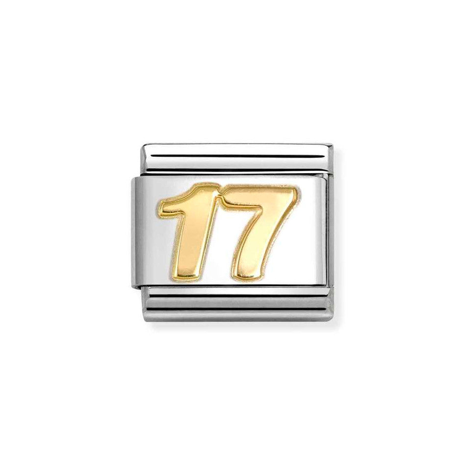 Nomination Classic Link Number 17 Charm in Bonded Yellow Gold