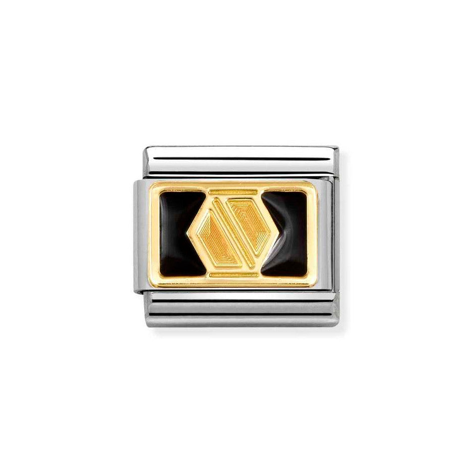 Nomination Classic Link Black Hex Nut Charm in Gold