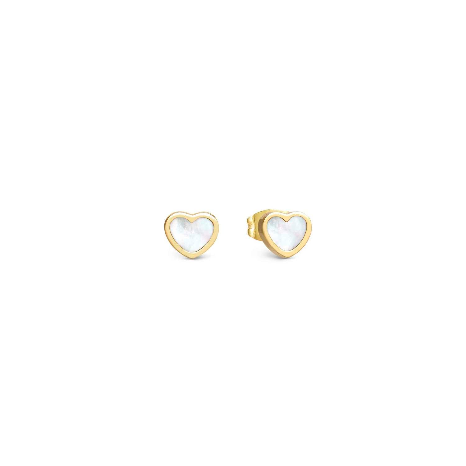 Nomination Emosfere Stainless Steel Heart Stud Earring Gold Finish white