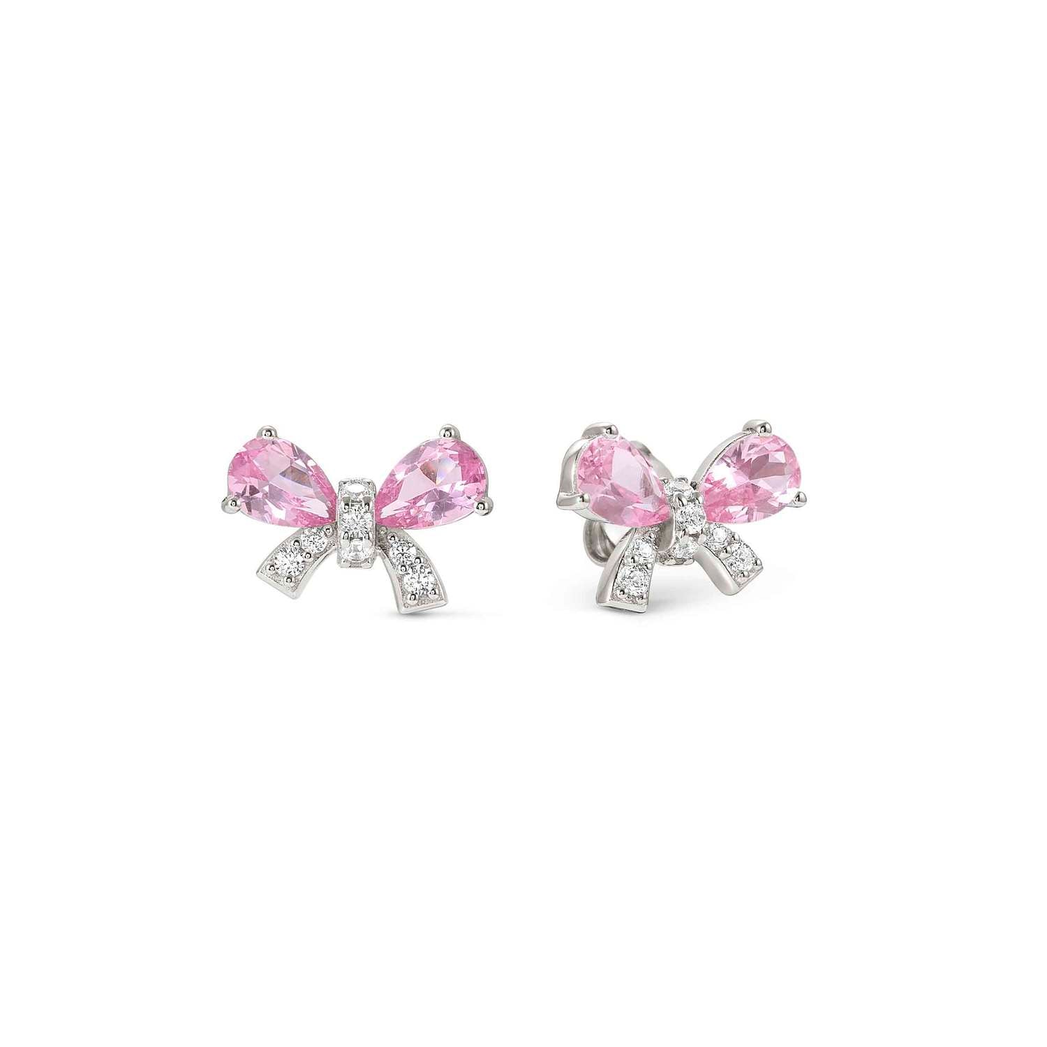 Nomination Shine Me Up Bow Earrings with pink CZ