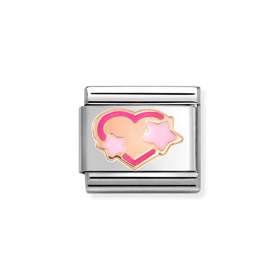 Nomination Classic Link Pink Heart with Stars Charm in Rose Gold