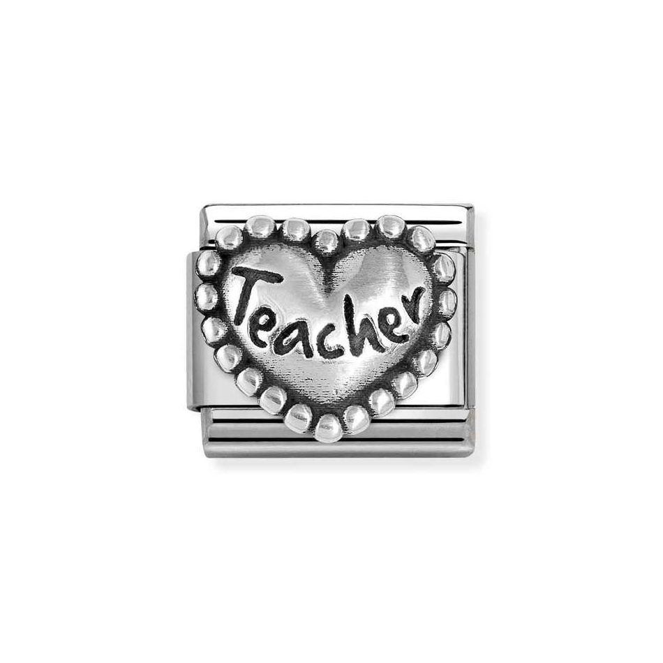 Nomination Classic Link Heart with Dots Teacher Charm in Silver