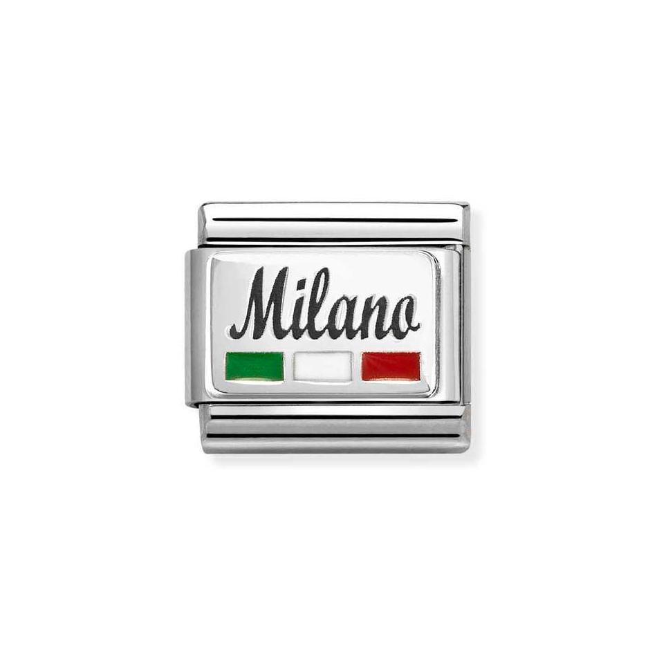 Nomination Classic Link Milan with Flag Charm in Silver