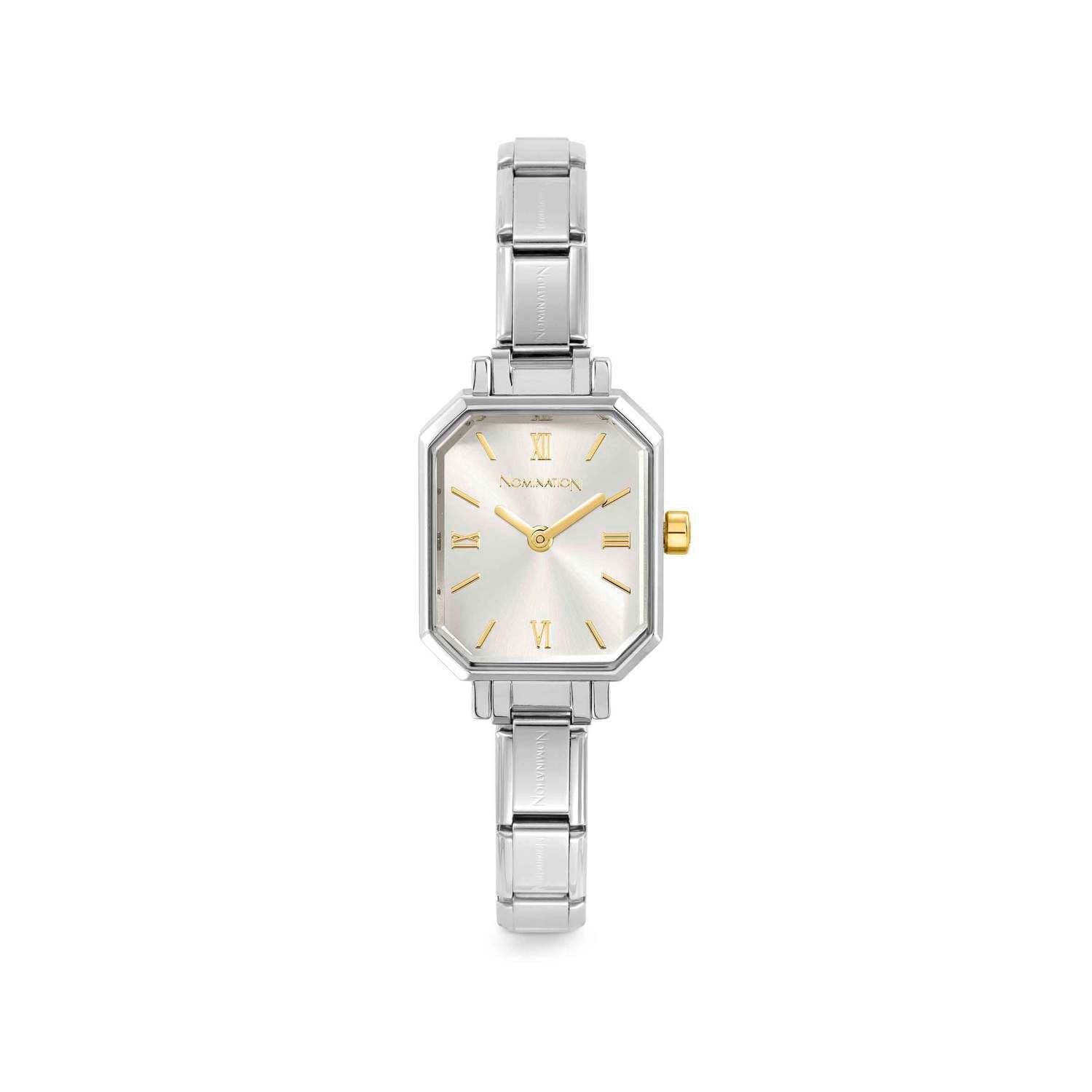 Nomination Paris Watch Silver Sunray in Steel with Yellow PVD Detail