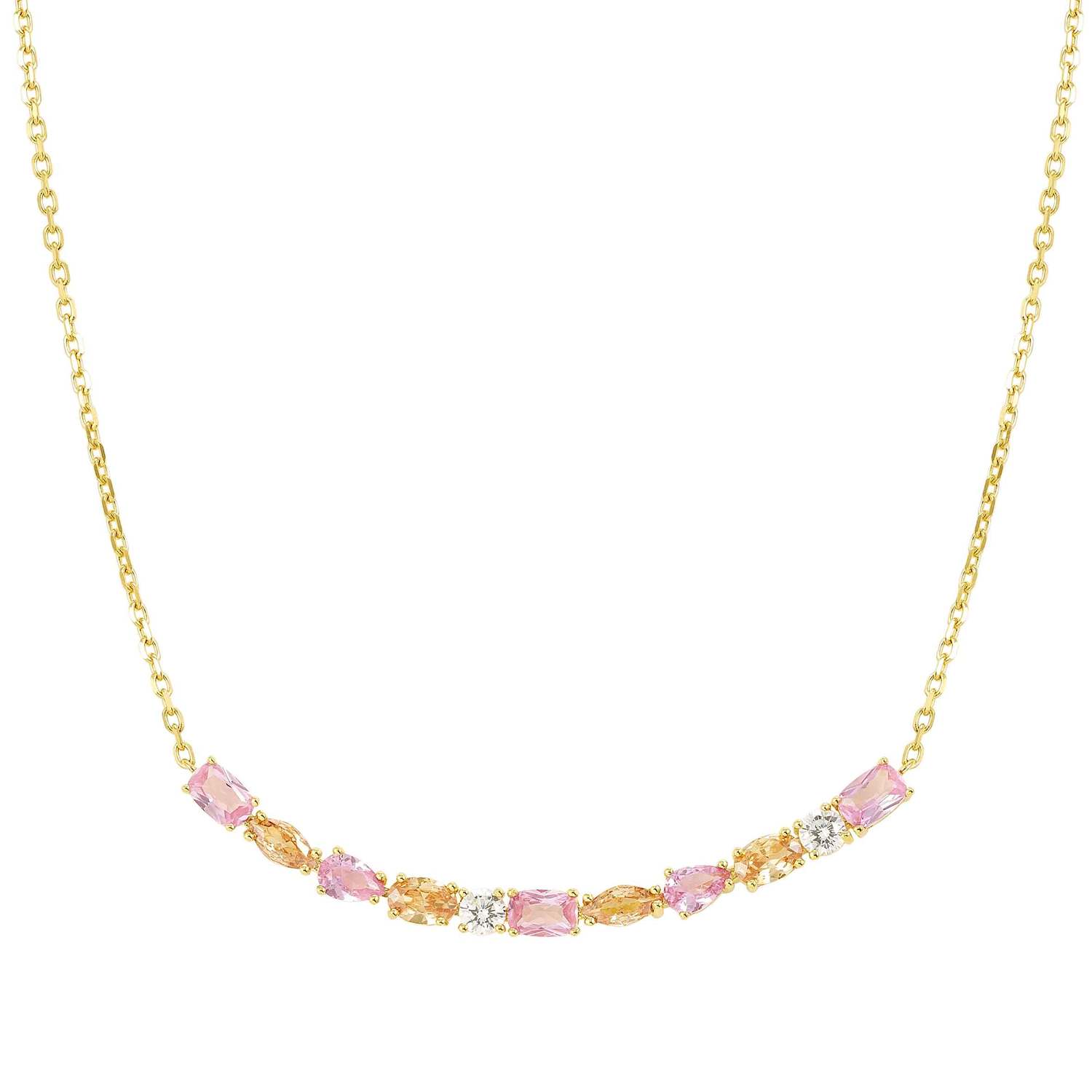 Nomination Colour Wave Aurora Edition Mixed CZ Long Bar Necklace gold pink yellow
