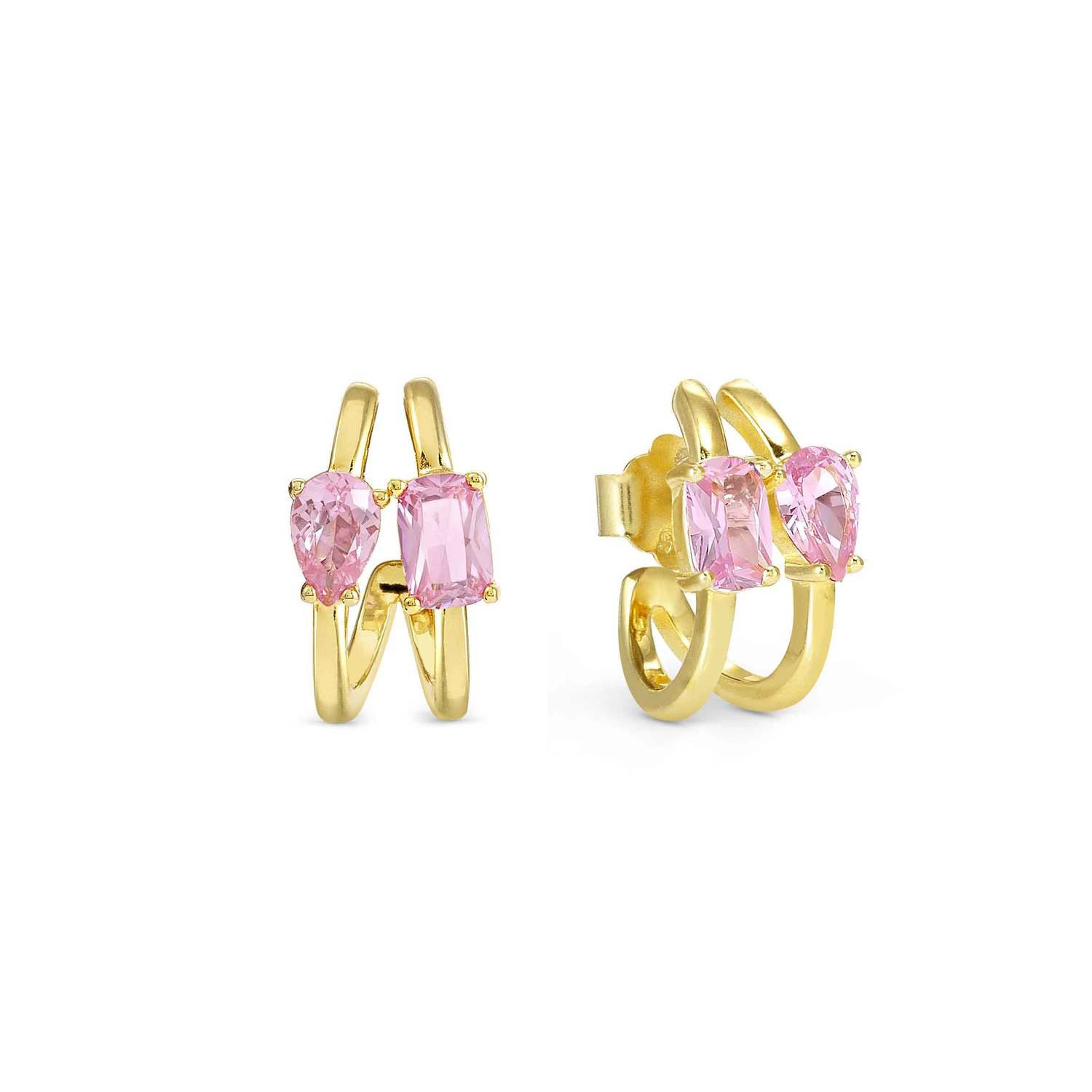 Nomination Colour Wave Aurora Edition CZ Hoop Earring Gold Finish pink