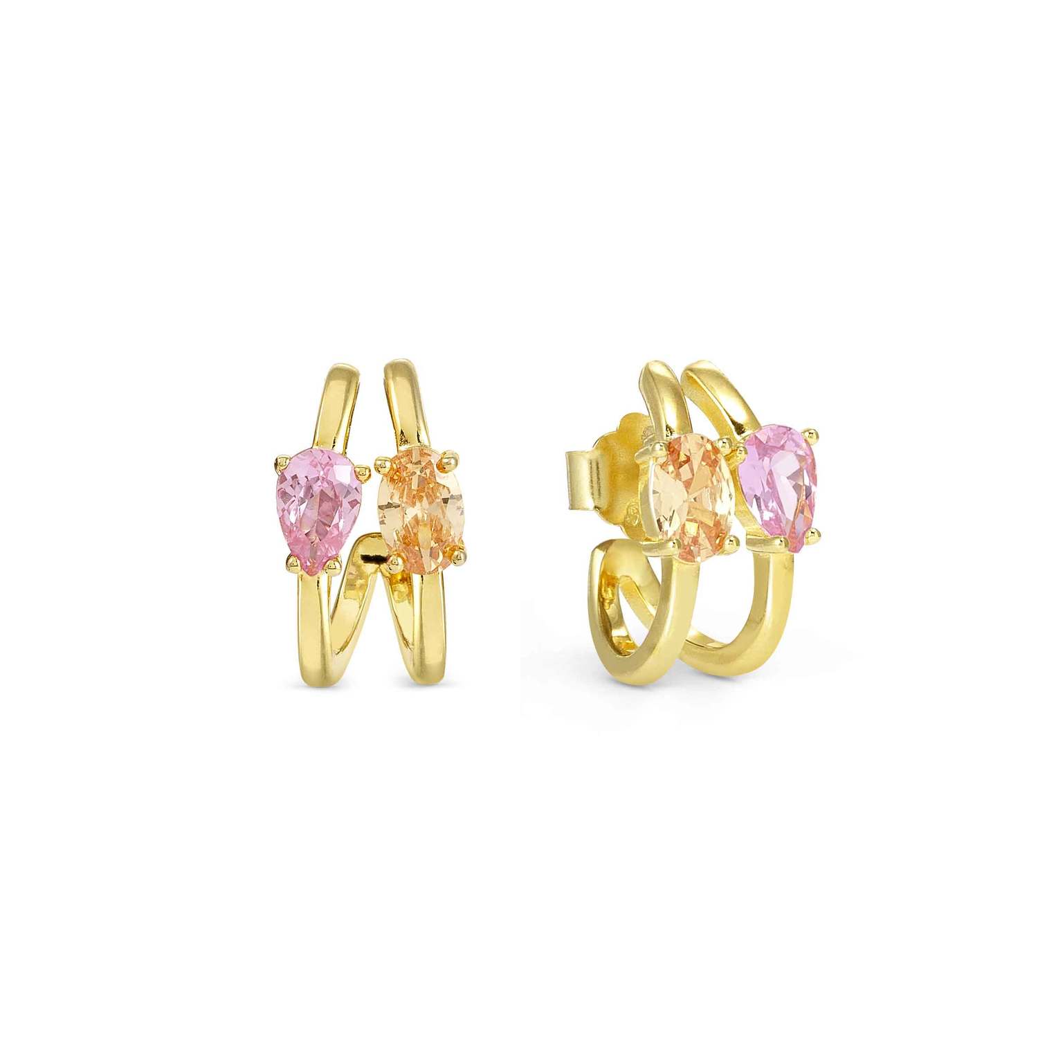 Nomination Colour Wave Aurora Edition CZ Hoop Earring Gold Finish mixed