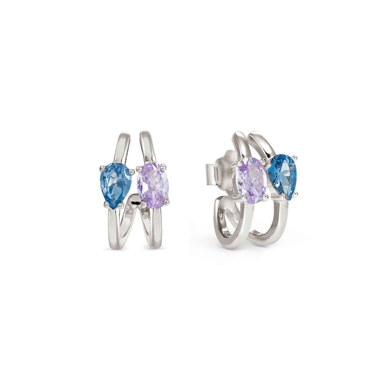 Nomination Colour Wave Aurora Edition CZ Hoop Earring Silver Finish mixed