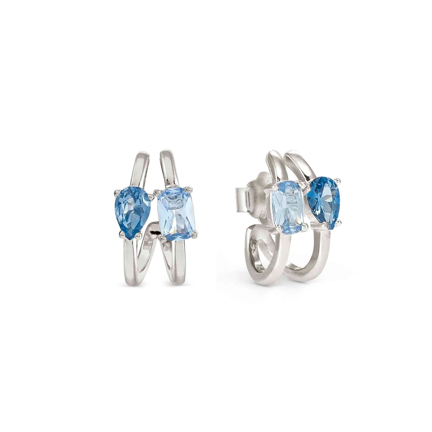 Nomination Colour Wave Aurora Edition CZ Hoop Earring Silver Finish blue