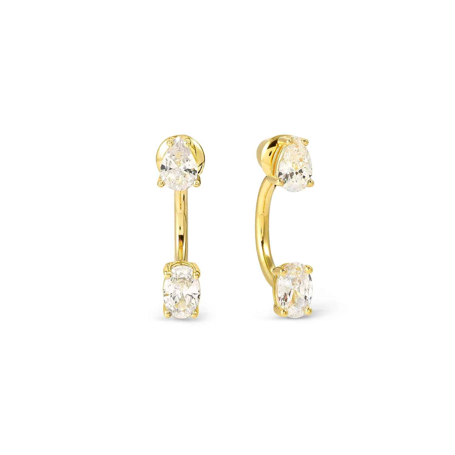 Nomination Colour Wave Aurora Edition CZ Ear Jacket Earring Gold Finish white
