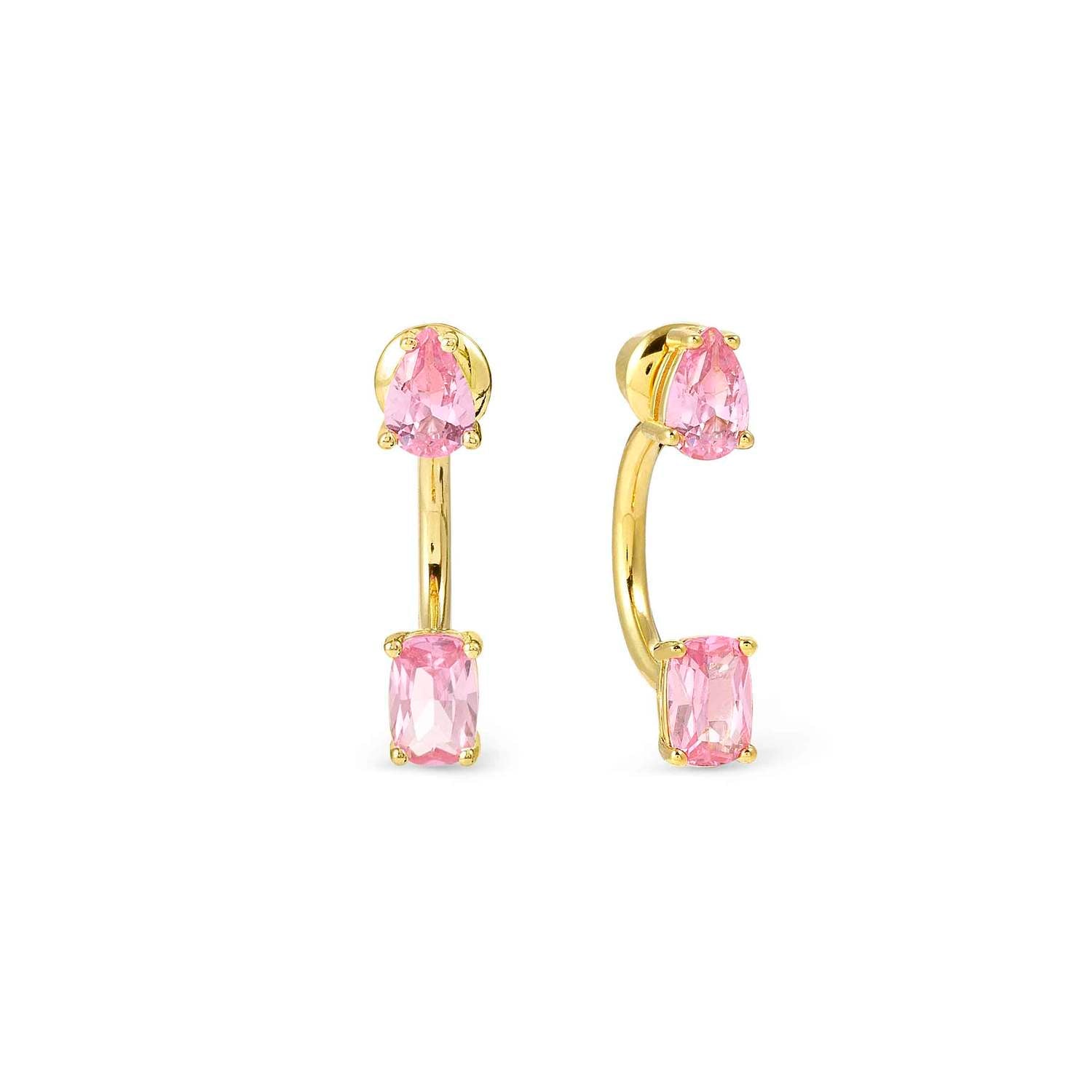 Nomination Colour Wave Aurora Edition CZ Ear Jacket Earring Gold Finish pink