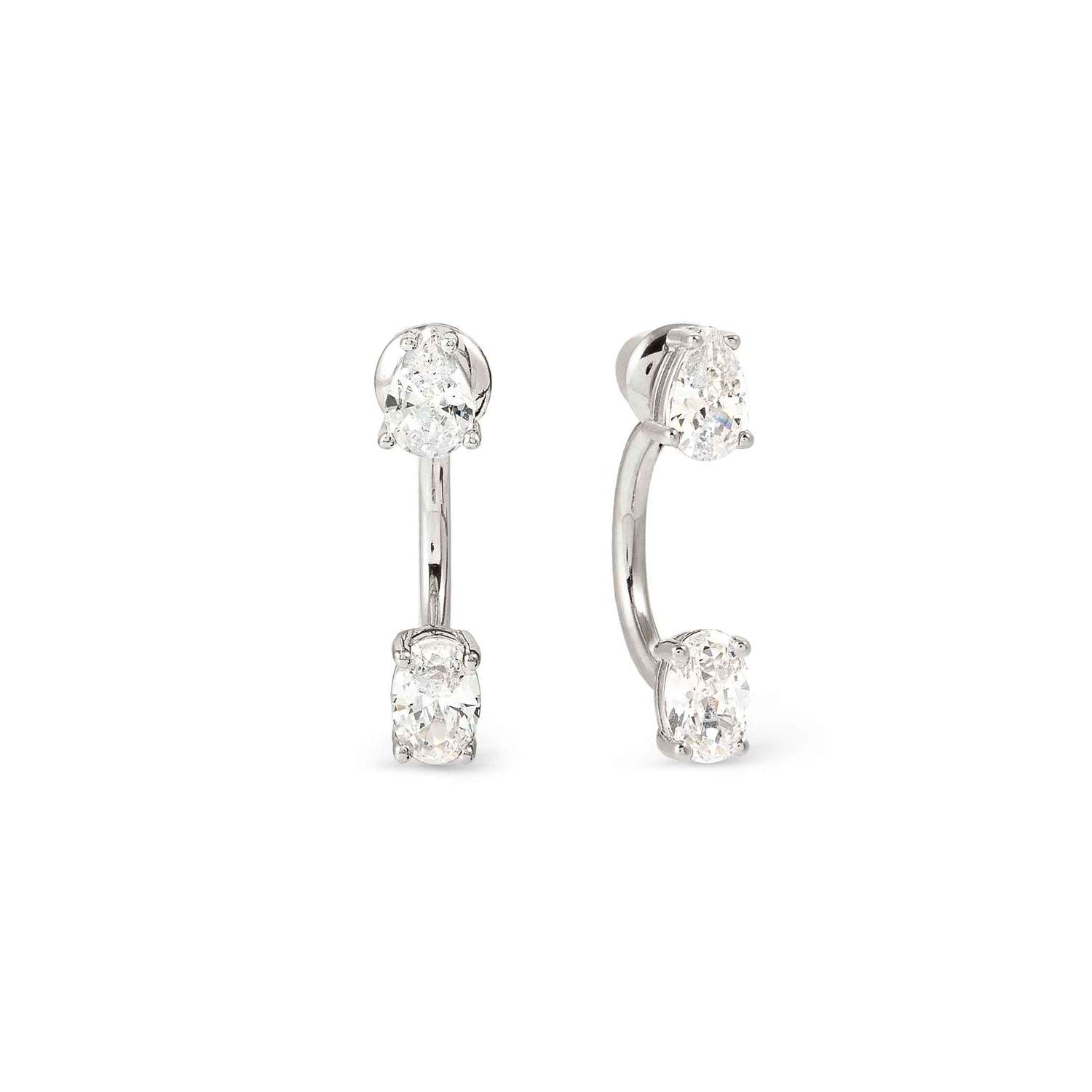 Nomination Colour Wave Aurora Edition CZ Ear Jacket Earring Silver Finish white