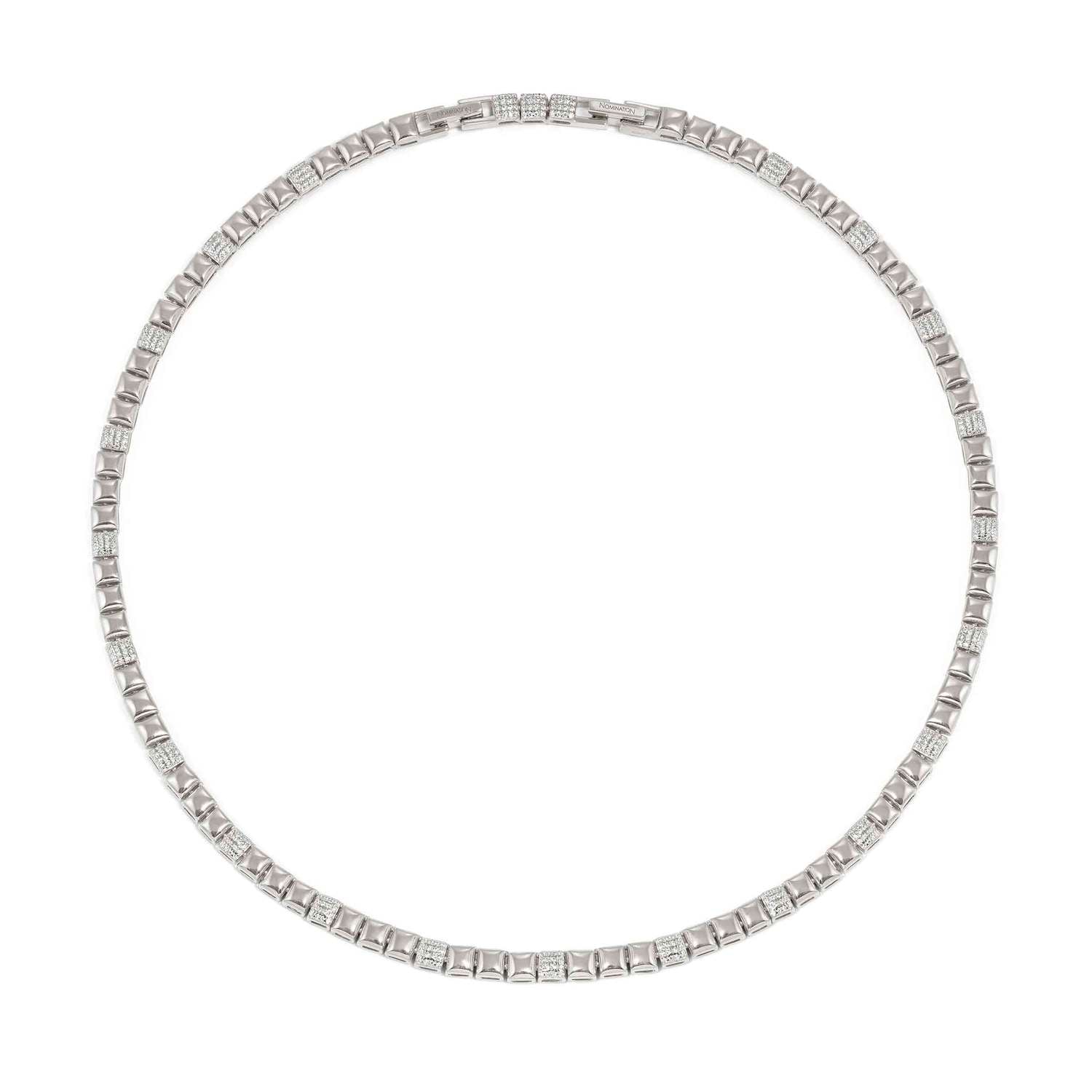 Nomination Enigmatic Shine Square Pavé Necklace silver