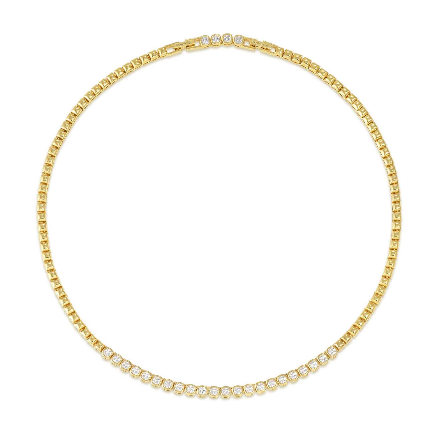 Nomination Enigmatic Shine Square CZ Necklace gold finish