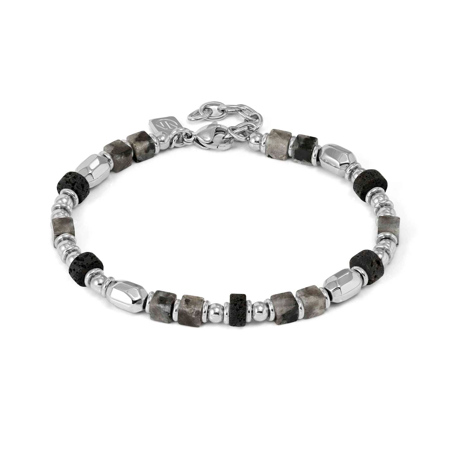 Nomination InstinctStyle Infinity Edition Wide Bracelet Grey Labradorite & Lava Stone