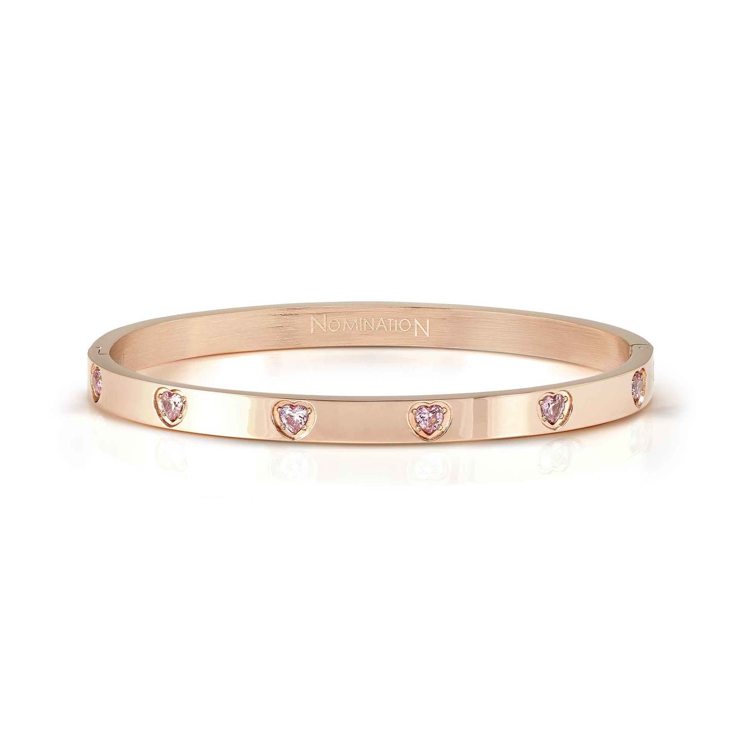 Nomination Pretty Bangles Satin Shine with Heart Pink Stones rose