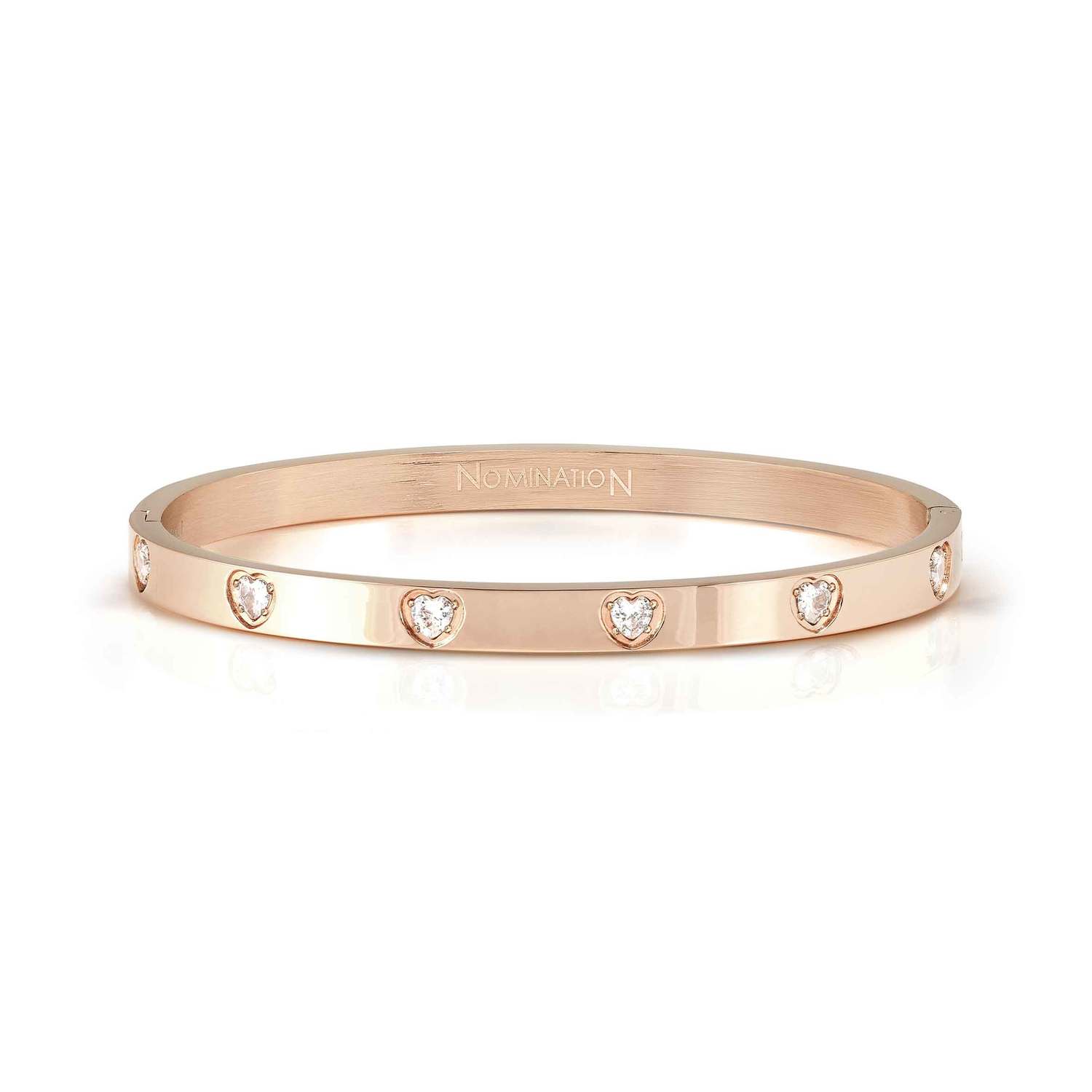Nomination Pretty Bangles Satin Shine with Heart White Stones rose