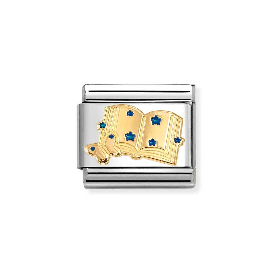Nomination Classic Link Book with Blue Stars Charm in Gold